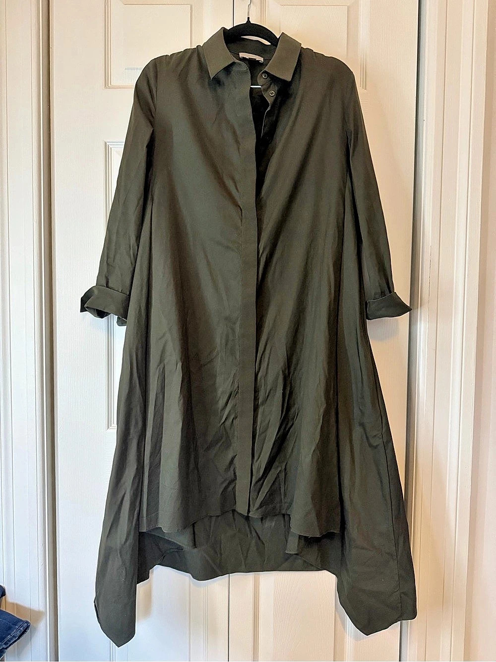 COS Long Sleeve Cotton Blend Dress in Green Size 10 Like New